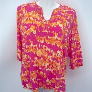 Jones New York bright pink and orange top XL